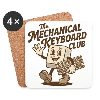 Mechanical Keyboard Club – Retro Mascot Design - Coasters (set of 4) - white - Front