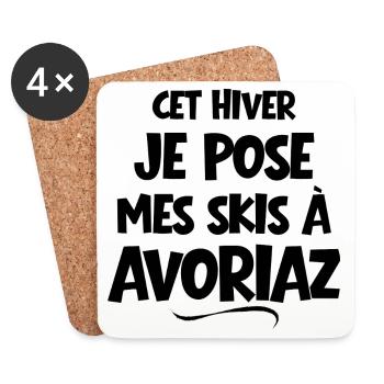domaine skiable, ski, Avoriaz - Dessous de verre (lot de 4) - blanc - Devant