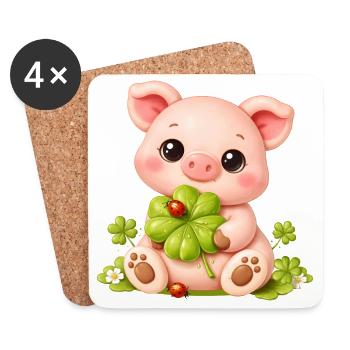 Cute piggy in marzipan look - Coasters (set of 4) - white - Front