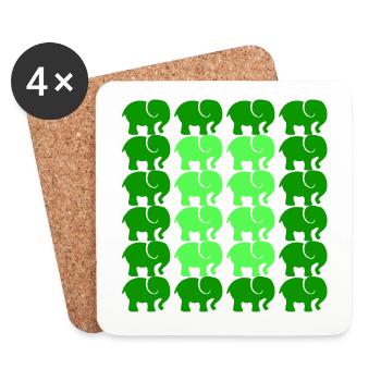 Éléphant - Dessous de verre (lot de 4) - blanc - Devant