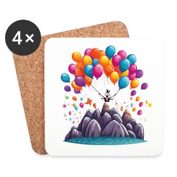 Bergballon-Zauber - Untersetzer (4er-Set) - Weiß - Vorne