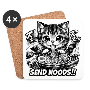 Send Noods Ramen Bowl Kawaii Japanese - Untersetzer (4er-Set) - Weiß - Vorne