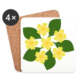 Februar Geburtstag Blüte Primeln Geburtstagsblume - Untersetzer (4er-Set) - Weiß - Vorne
