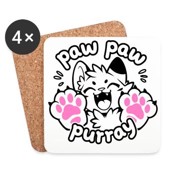 Paw Paw Purray Cat | Motif drôle de patte - Dessous de verre (lot de 4) - blanc - Devant