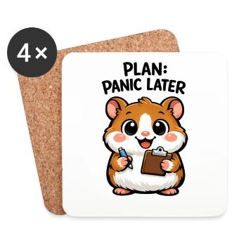 Plan: Panic Late Hamster - Coasters (set of 4) - white - Front