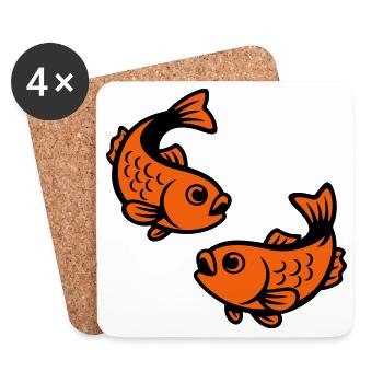 Style du poisson au Japon - Dessous de verre (lot de 4) - blanc - Devant
