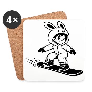 Snowboard Bunny - Coasters (set of 4) - white - Front