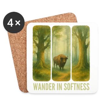 Wandernde Bisons im Wald - Untersetzer (4er-Set) - Weiß - Vorne