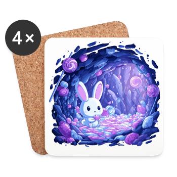 Zuckerhöhle Hase im Bonbonlicht - Untersetzer (4er-Set) - Weiß - Vorne