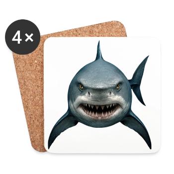 Costume de requin Océan Animal marin Dangereux - Dessous de verre (lot de 4) - blanc - Devant