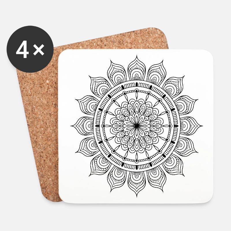 Mandala - Untersetzer (4er-Set) - Weiß