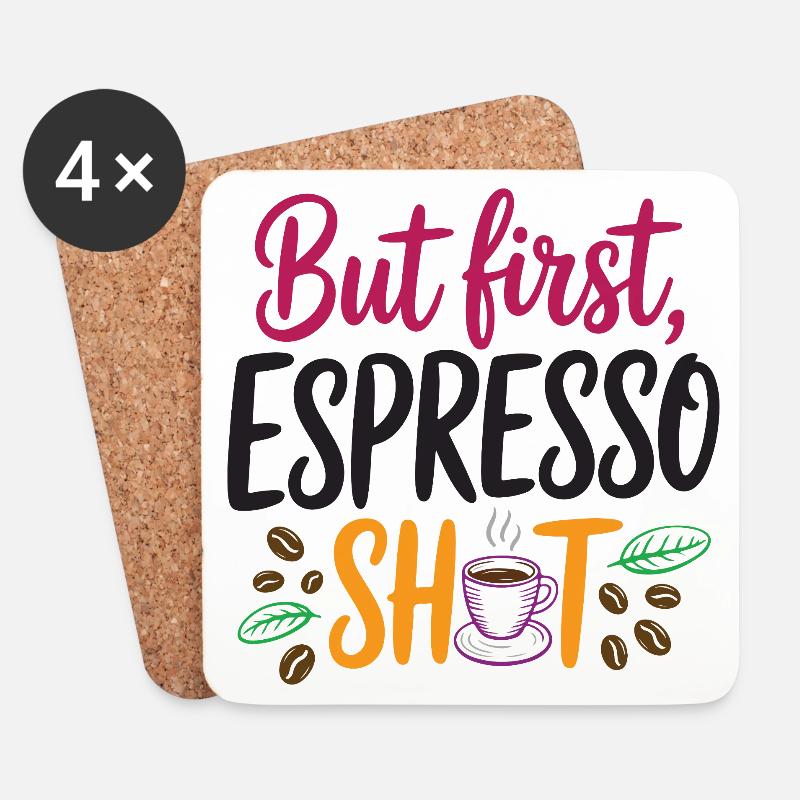 Aber erster Espresso-Shot - Untersetzer (4er-Set) - Weiß