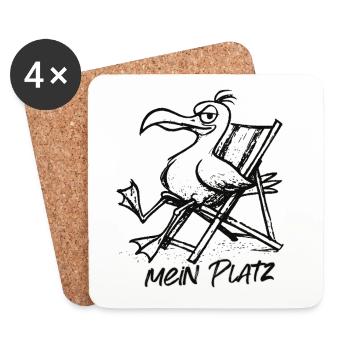 Pélican sur la chaise longue – Chez moi - Dessous de verre (lot de 4) - blanc - Devant