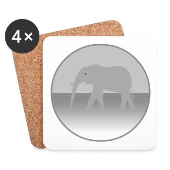 Éléphant - Dessous de verre (lot de 4) - blanc - Devant