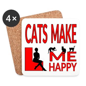 Katzen - Untersetzer (4er-Set) - Weiß - Vorne