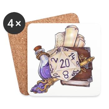 Role Playing Game Tabletop D20 Dice Gift Wizard - Coasters (set of 4) - white - Front