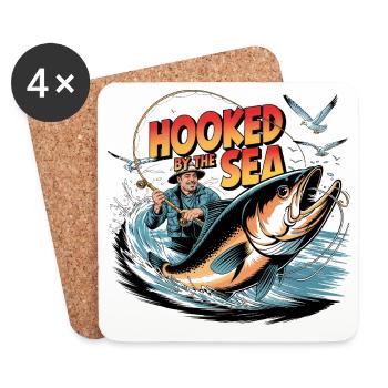 Hooked By The Sea Vintage Fishing - Coasters (set of 4) - white - Front