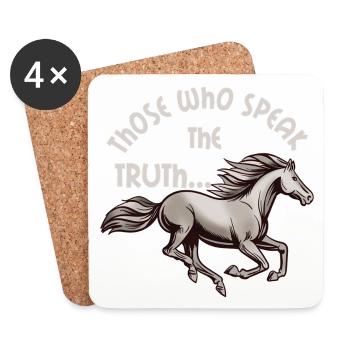 Le cheval et la Vérité - Dessous de verre (lot de 4) - blanc - Devant