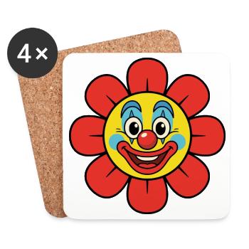 Fleur de clown de carnaval, costume de fleur éclaboussée - Dessous de verre (lot de 4) - blanc - Devant