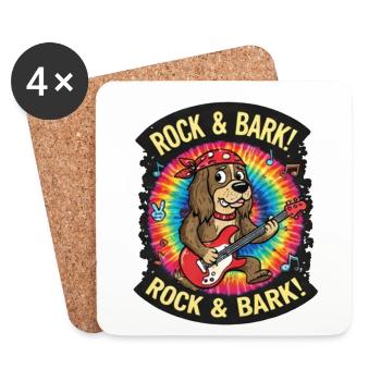 Chien guitare Rock & Bark Tie-Dye - Dessous de verre (lot de 4) - blanc - Devant