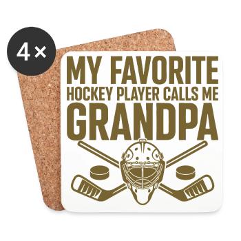 Stolzer Eishockeyvater Mein Lieblingsspielertrainer - Untersetzer (4er-Set) - Weiß - Vorne