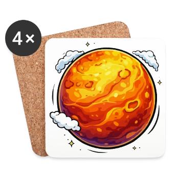 Leuchtender Mars Neon-Planet - Untersetzer (4er-Set) - Weiß - Vorne