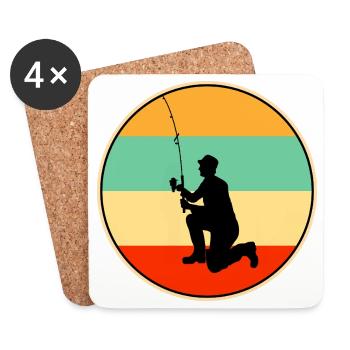 Papa Fisherman Retro Vintage Angelpapa - Untersetzer (4er-Set) - Weiß - Vorne
