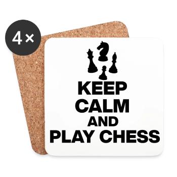 KEEP CALM AND PLAY CHESS! CHESS PLAYER black - Coasters (set of 4) - white - Front