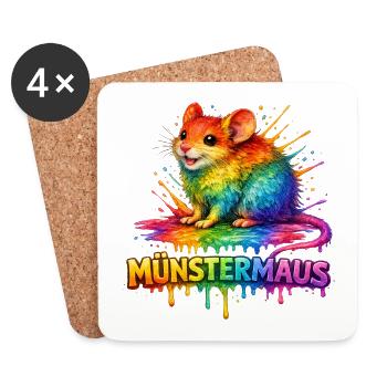 Souris de Munster Arc-en-ciel - Dessous de verre (lot de 4) - blanc - Devant