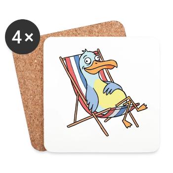 Relaxed beach pelican - Coasters (set of 4) - white - Front