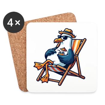 Beach Lounge Seagull - Coasters (set of 4) - white - Front