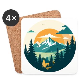 Berge Bergwald Hochgebirge Hiking Kreis Motiv - Untersetzer (4er-Set) - Weiß - Vorne