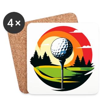 Golf Ball Golf Course Golf Tee Landscape Golf Motif - Coasters (set of 4) - white - Front