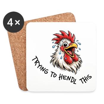 J’essaie de comprendre ça – Drôle de diction de poulet - Dessous de verre (lot de 4) - blanc - Devant