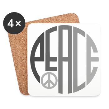 Typographie du cercle Paix avec le signe de la paix - Dessous de verre (lot de 4) - blanc - Devant
