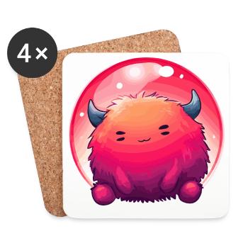 Fluffiges Monstergesicht Gradient - Untersetzer (4er-Set) - Weiß - Vorne