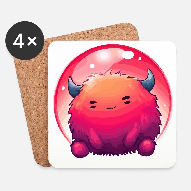 Fluffiges Monstergesicht Gradient - Untersetzer (4er-Set) - Weiß