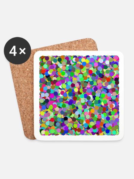 Bunte Konfetti-Kreise - Untersetzer (4er-Set) - Weiß