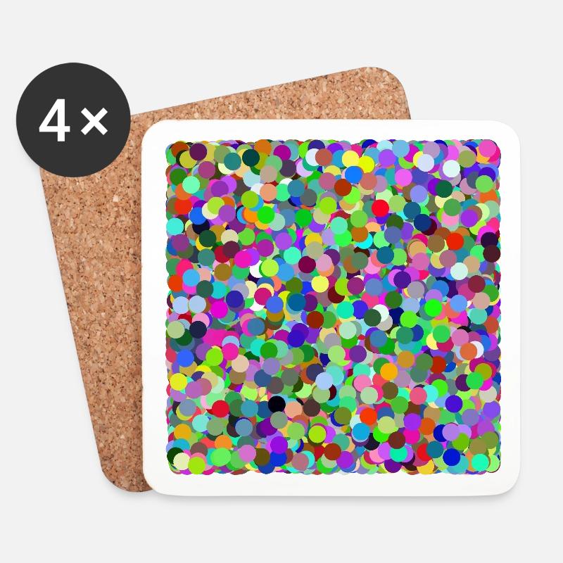 Bunte Konfetti-Kreise - Untersetzer (4er-Set) - Weiß