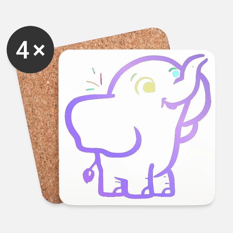 Fröhlicher, lila Umriss Elefant - Untersetzer (4er-Set) - Weiß