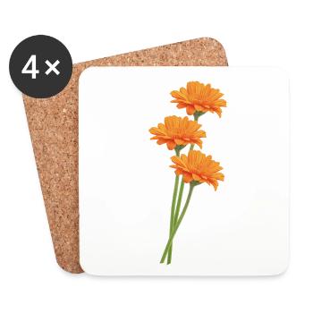 Orange Gerbera Trio - Dessous de verre (lot de 4) - blanc - Devant