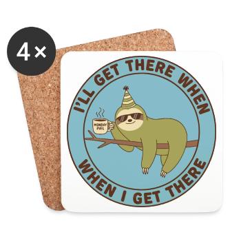 Sloth Monday Fuel Casual - Coasters (set of 4) - white - Front