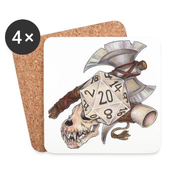 Jeu de rôle : Barbare cadeau de dés D20 - Dessous de verre (lot de 4) - blanc - Devant