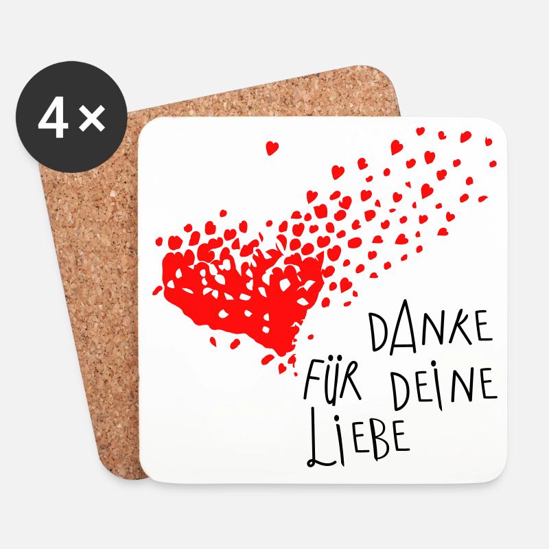 Danke Herz - Untersetzer (4er-Set) - Weiß