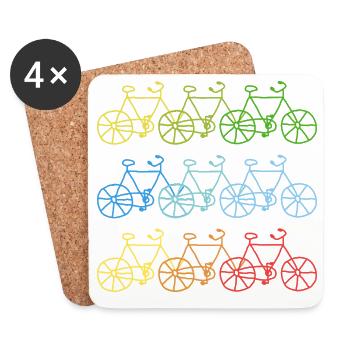 Bunte Fahrräder Fahrrad Geschenk - Untersetzer (4er-Set) - Weiß - Vorne