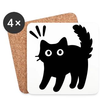 Kater Katze - Untersetzer (4er-Set) - Weiß - Vorne
