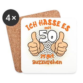 Ich hasse es mit 50 – Jubiläumshumor - Untersetzer (4er-Set) - Weiß - Vorne