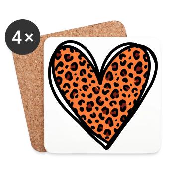 Leo Herz - Trendiges Tierprint Fashion Design - Untersetzer (4er-Set) - Weiß - Vorne