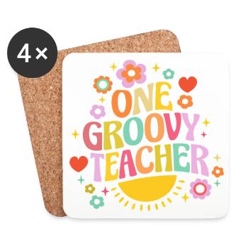 Groovy Lehrer mit Herz und Blumen - Untersetzer (4er-Set) - Weiß - Vorne