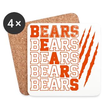 Bears Text with Distressed Claw Marks - Coasters (set of 4) - white - Front
